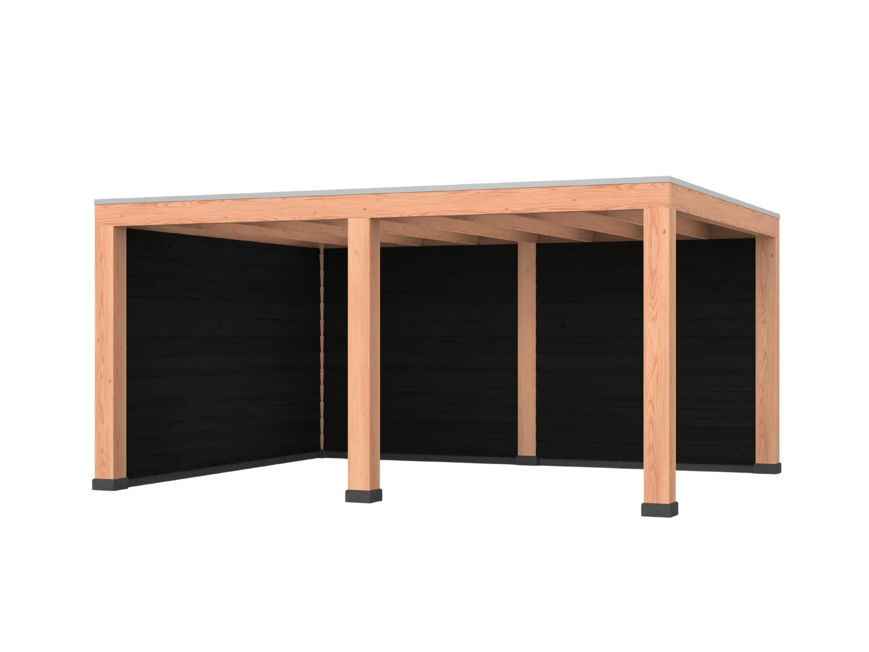 Douglas overkapping, 500 x 400, met zwarte achterwand en zijwand, Westwood Modern - Afbeelding 1